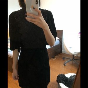 Zara black velvet dress with Lace